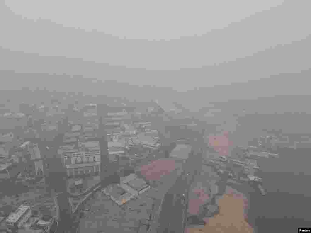 Smoke from wildfires in the Amazon is seen in the port of Manaus, Brazil.