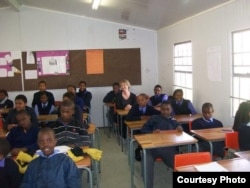 Trina Bright visits a classroom in Western Cape, South Africa.
