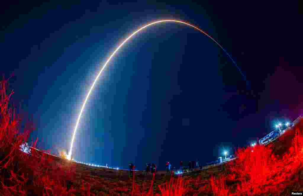 The Soyuz MS-24 spacecraft, carrying the crew formed of NASA astronaut Loral O'Hara and Roscosmos cosmonauts Oleg Kononenko and Nikolai Chub, blasts off to the International Space Station from the launchpad at the Baikonur Cosmodrome, Kazakhstan.