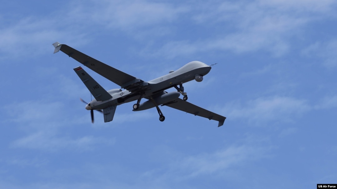 資料照：美國空軍MQ-9“收割者”偵察機在一次演習中飛行。