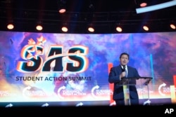 Florida Gov. Ron DeSantis addresses attendees during the Turning Point USA Student Action Summit, Friday, July 22, 2022, in Tampa, Fla. (AP Photo/Phelan M. Ebenhack)