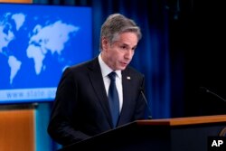Secretary of State Antony Blinken speaks at a news conference at the State Department in Washington, July 27, 2022. The Biden administration has offered a deal to Russia aimed at bringing home WNBA star Brittney Griner and another jailed American, Paul Whelan. (AP Photo/Andrew Harnik)