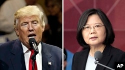美国总统特朗普(左)、台湾总统蔡英文(右)