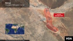 Locator map of Dadaab refugee camp in Kenya.