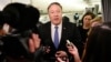 El secretario de Estado de EE.UU., Mike Pompeo, habla con periodistas durante su viaje sorpresivo a Irak. Mayo 8 de 2019. 