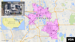 Location of the shooting in Orlando, Florida