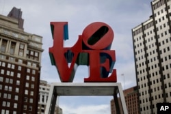 Robert Indiana sculpture, "Love," in Philadelphia.