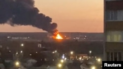 Russian media shows Kursk airfield blaze after alleged drone attack