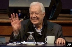 Carter attends the annual Human Rights Defenders Forum at The Carter Center in 2017.