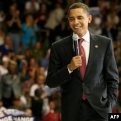 Senator Barack Obama at a campaign event in 2008