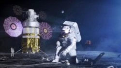 This artist concept shows an image of an early Artemis expedition on the lunar surface. (NASA)