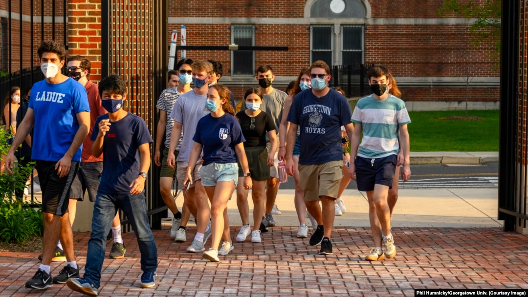 FILE - Georgetown University in Washington, D.C. is one school that put pandemic restrictions back in place recently. (Courtesy photo from Phil Humnicky/Georgetown University)
