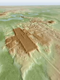 A three-dimensional image of the ancient Maya Aguada Fenix site in Mexico's Tabasco state based on lidar, an aerial remote-sensing method, is seen in this picture released on June 3, 2020. (Takeshi Inomata/Handout via REUTERS)