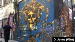 Graffiti art in Istanbul’s central Karakoy district. The district is undergoing urban renewal and is popular with graffiti artists.