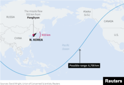 North Korea said Tuesday it successfully test-launched an intercontinental ballistic missile (ICBM), which flew 933 km reaching an altitude of 2,802 km.