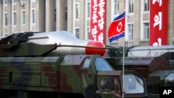 North country shows its medium-range missiles during a parade last year.