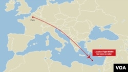 EgyptAir flight 804 flight path map