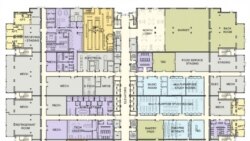 A drawing of the plans for the first floor at the proposed Munger Hall at the University of California - Santa Barbara.