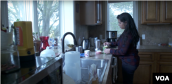 Sara Tasneem at her home.