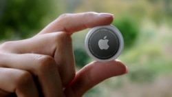 Apple unveils AirTag, in this still image from the keynote video of a special event at Apple Park in Cupertino, California, U.S. released April 20, 2021. Apple Inc./Handout via REUTERS.