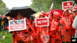 Demonstrators rally for fair trade at the Capitol in Washington D.C.