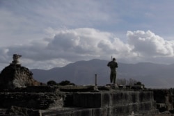 A partial view of the archeological site of Pompeii during the inauguration of the museum Antiquarium, in Pompeii, southern Italy, Monday, Jan. 25, 2021.