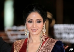 Indian actress Sridevi arrives at the Marrakech International Film Festival in Marrakech, at the Marrakech Congress Palace.