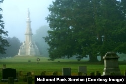 A quiet early in the Soldiers' National Cemetery.