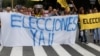 Los manifestantes, con múltiples consignas, exigieron al ente electoral para que convoque a elecciones.