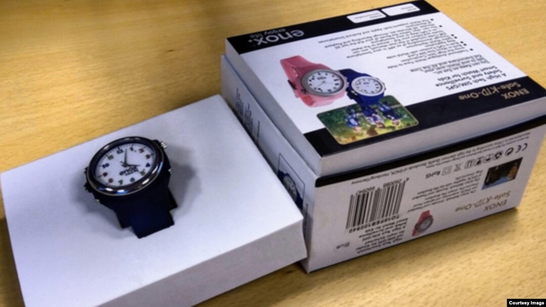 Pictures of the Safe-KID-One smartwatch device were released in an alert by the European Commission, which announced it had ordered a recall of the device because it discovered “serious” privacy risks. (European Commission/Rapid Alert System)