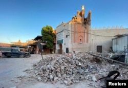A view shows damage at an old mosque in the historic city of Marrakech, following a powerful earthquake in Morocco, September 9, 2023. (REUTERS/Abdelhak Balhaki)