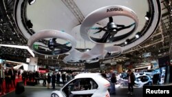 El concepto "Pop.Up" de Audi, Airbus e Italdsign en la 88 Feria Internacional Automotriz de Ginebra, Suiza. 6-3-18.