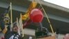 Pittsburgh Steelers fans celebrate at a tailgate party