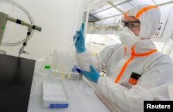Geoscientist Jeremy McCormack is seen researching zinc from shark teeth in a metal-free clean laboratory at the Max Planck Institute for Evolutionary Anthropology in Leipzig, Germany in this undated image. (Max Planck Institute for Evolutionary Anthropology/Handout via REUTERS)